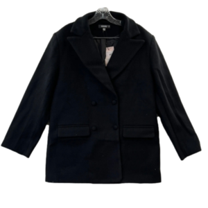 Misguided Oversized Boyfriend Double Breasted Black Peacoat Blazer Size 4 NWT